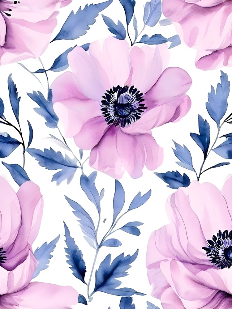 Watercolor Flowers Seamless Pattern 4
