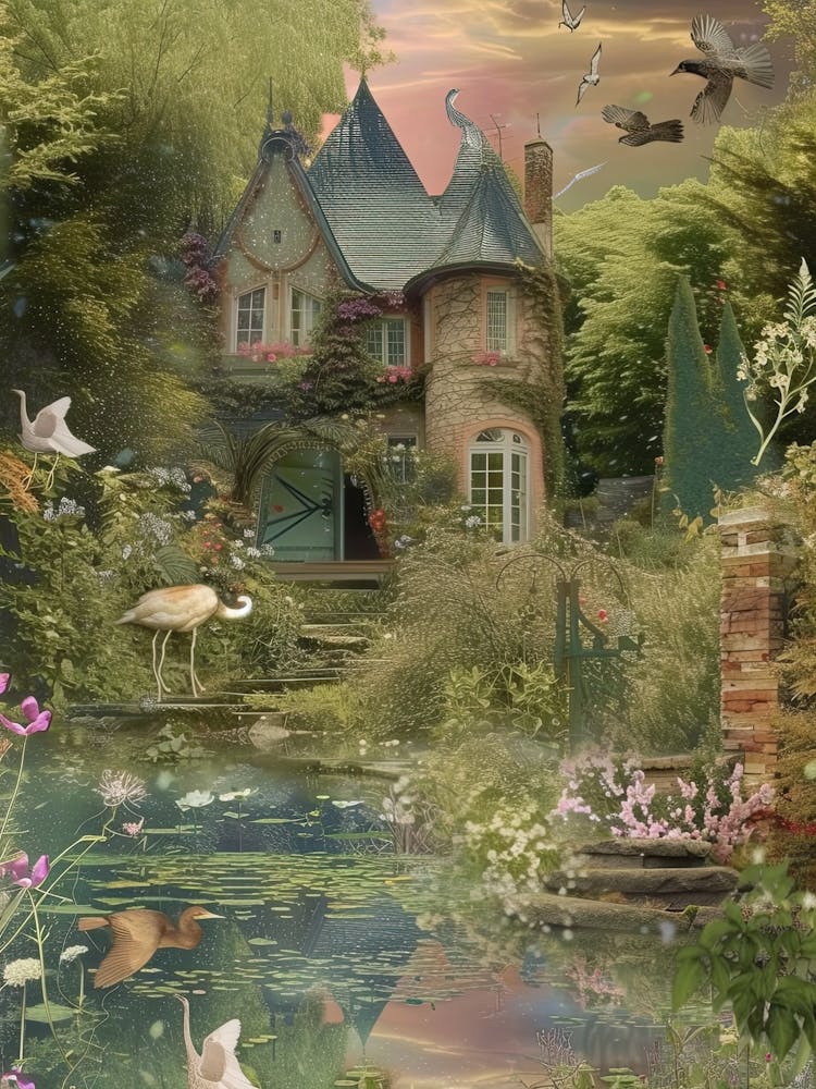 Collage Pond Monet Fairies Scrapbook 7