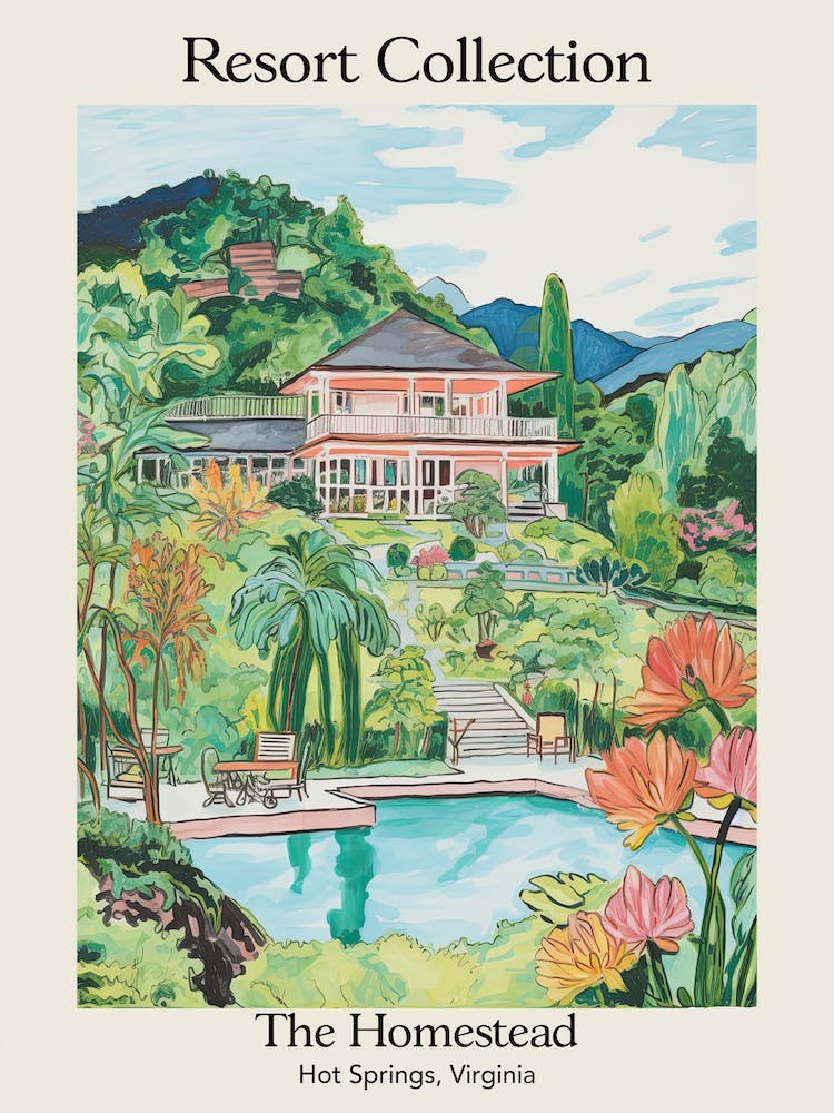 Poster Of The Homestead   Hot Springs, Virginia   Resort Collection Storybook Illustration 3