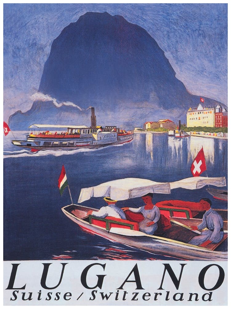 Lugano Switzerland Vintage Travel Poster