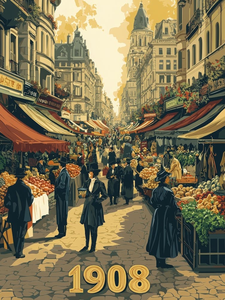 Aihrgdesign A Retro Poster Of A Bustling 1908 City Market Fea B9c9d0a2 7a7b 4808 B438 8aeca6fbe1c5 2