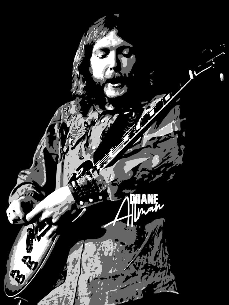 Duane Allman Musician Legend in Grayscale Illustration