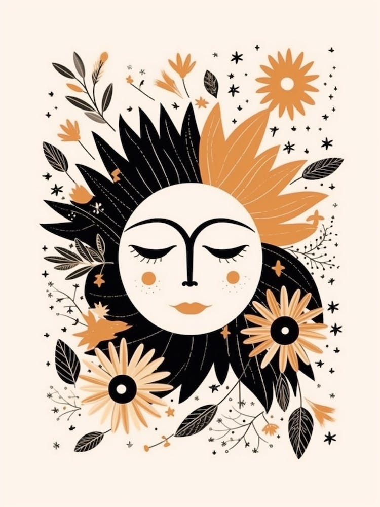 Boho Sonne Mond Himmlische Kunst 2