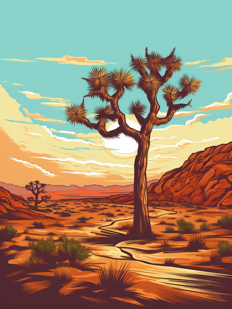 Arbre De Josué Typique En Illustration Rétro (1)