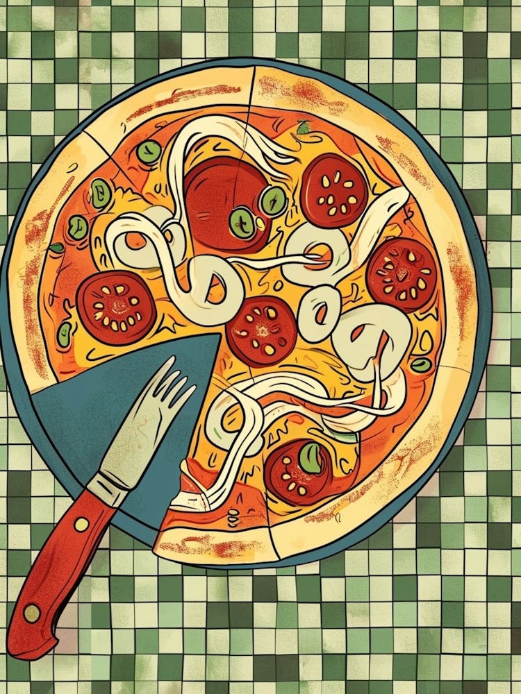 Gourmet Pizza On A Tiled Background 4