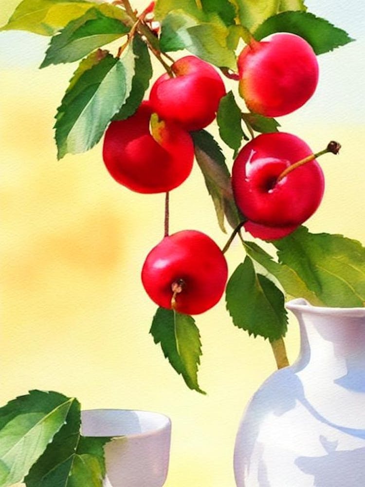 Sour Cherry 2 italienische Aquarellfrucht