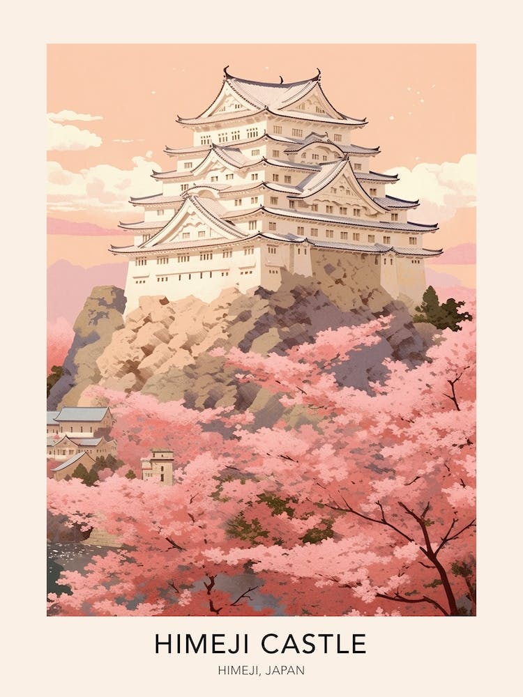 Himeji Castle Japan Travel Poster