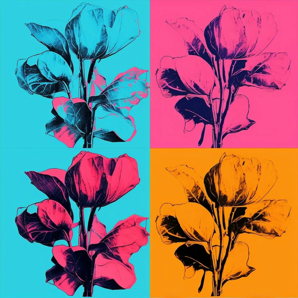 Andy Warhol Stil Pop Art Blumen Alpenveilchen 2 Quadrat
