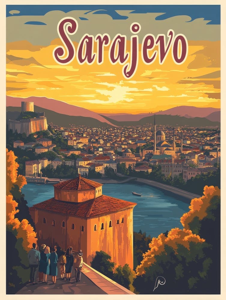 Aihrgdesign A Mid Century Modern Travel Poster For Sarajevo 2