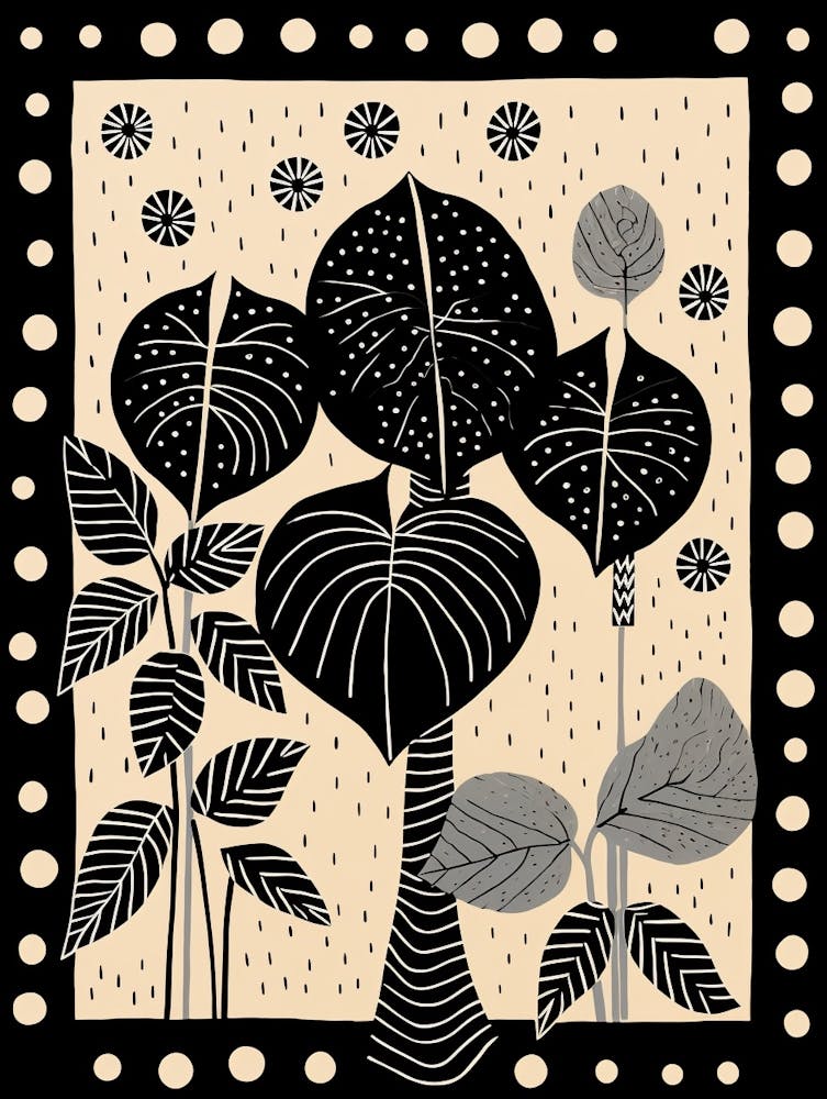 B&W Plant Illustration Monstera Thai Constellation 2