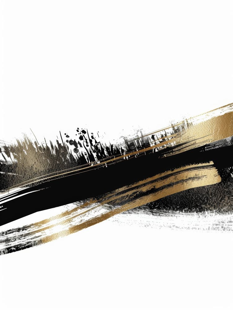 Abstract Gold And Black Brush Strokes