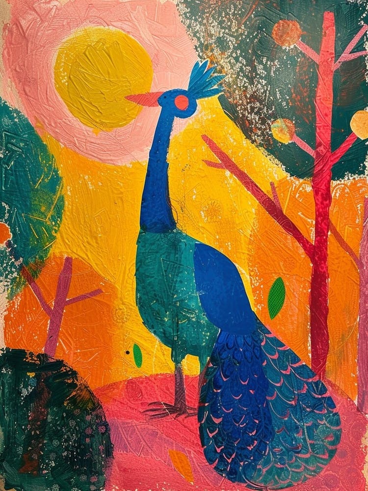 Peacock At Sunset Painting 1