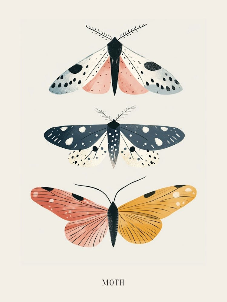Colourful Insect Illustration Moth 24 Poster