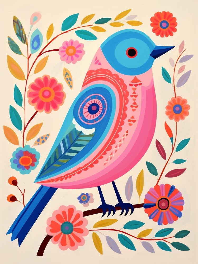 Pink Scandi Eastern Bluebird 1