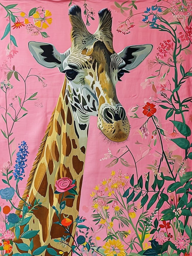 Floral Animal Painting Giraffe 4