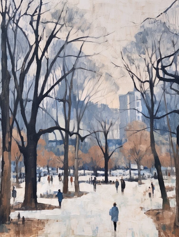 Winter City Park Painting Yoyogi Park Tokyo 4