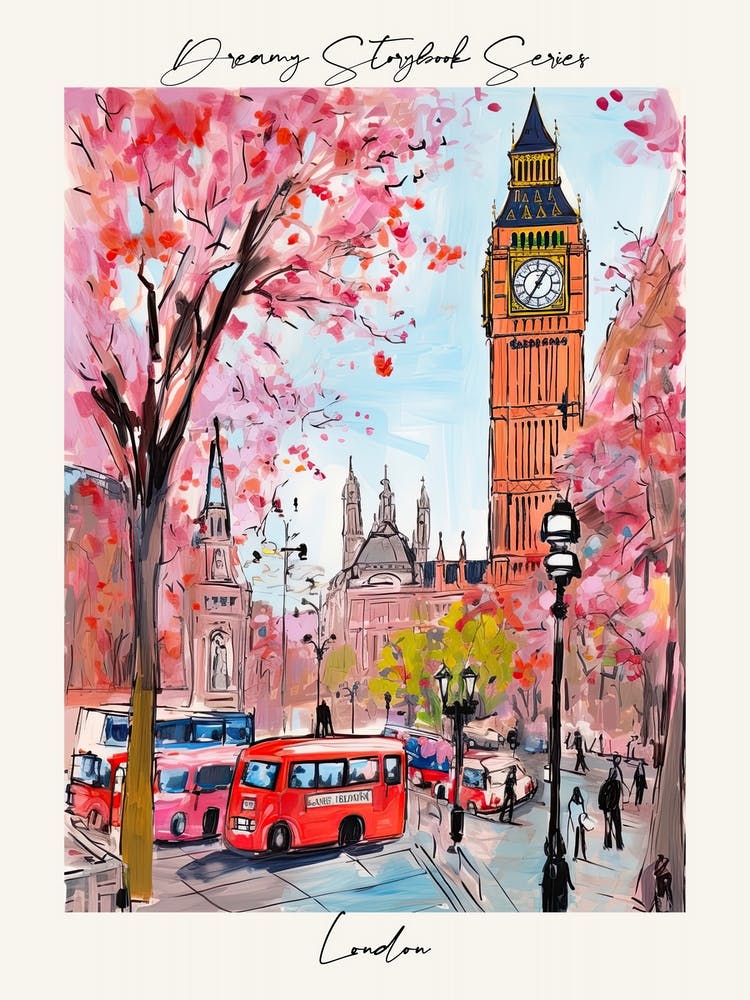 Poster Of London, Dreamy Storybook Illustration 1