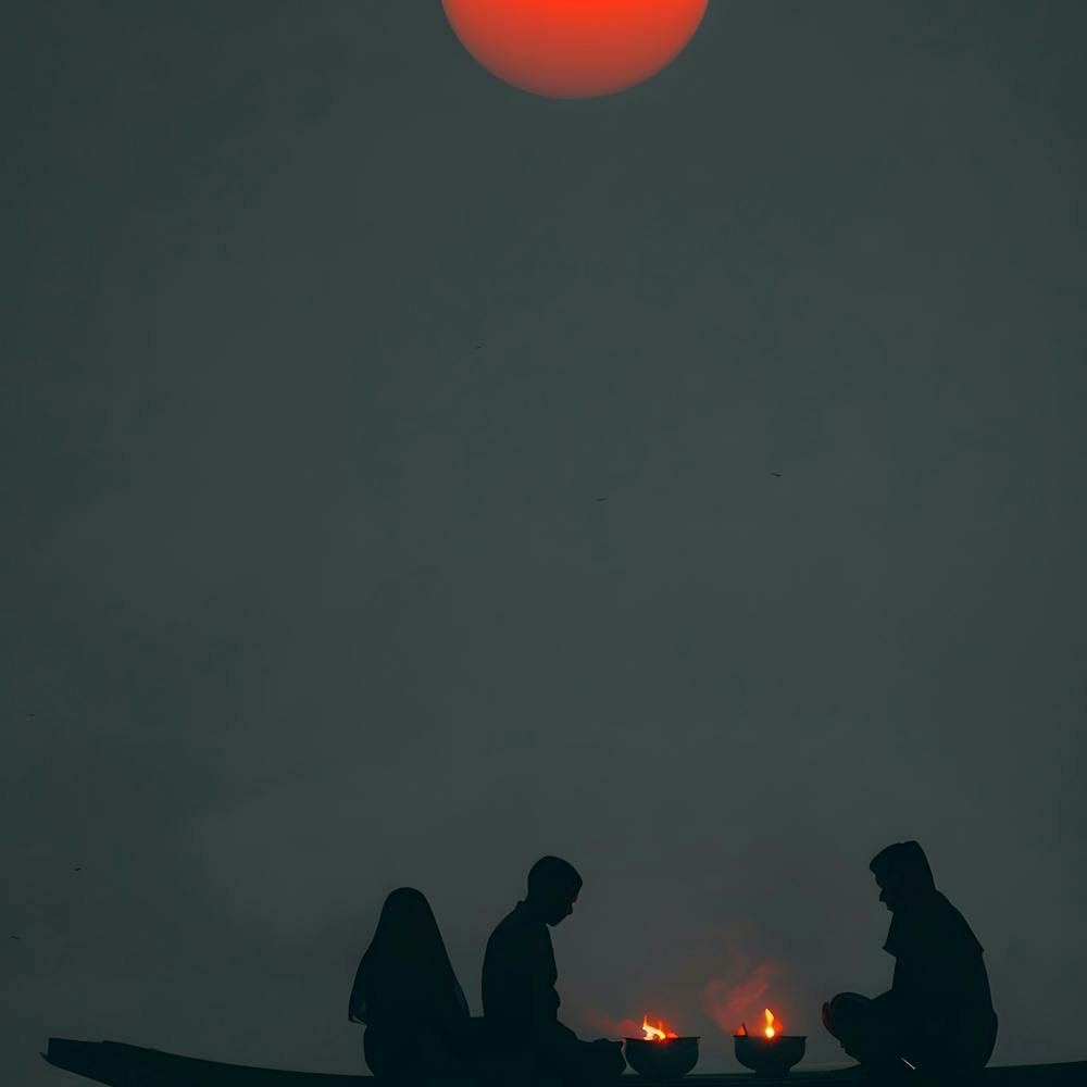 Silhouette Of People On A Boat