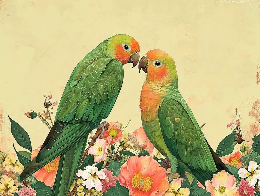Floral Animal Illustration Parrot 4
