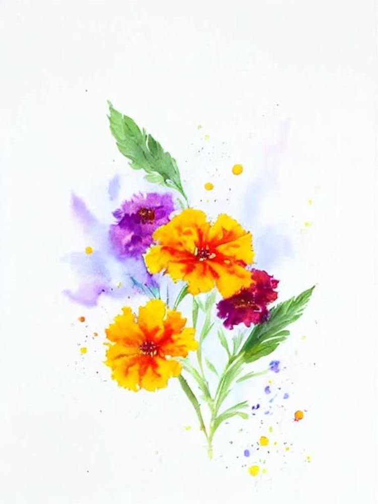 Marigold Watercolour Flower