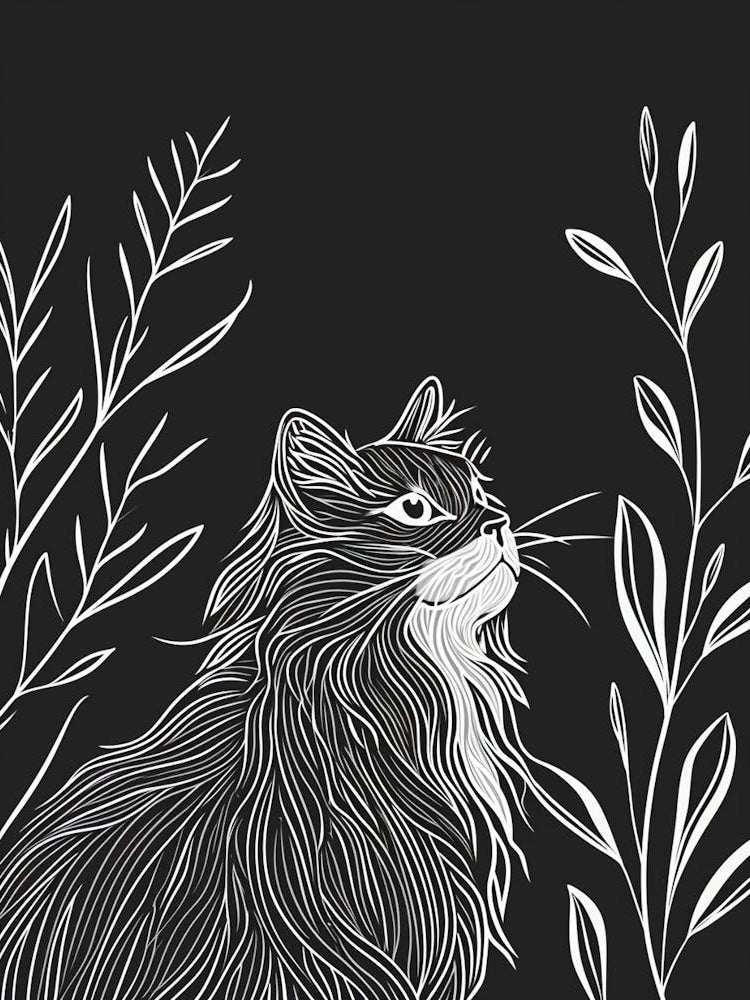 Siberian Cat Minimalist Illustration 3