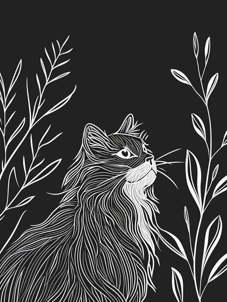 Siberian Cat Minimalist Illustration 3