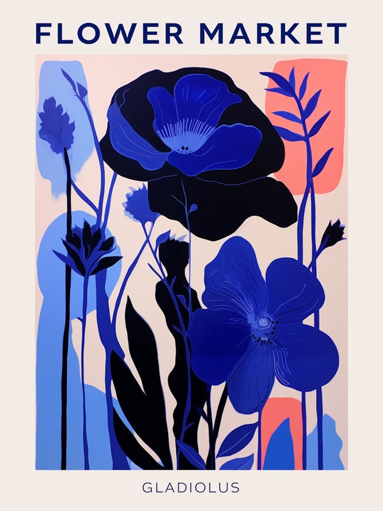 Blaues Blumenmarkt Poster Gladiole 1
