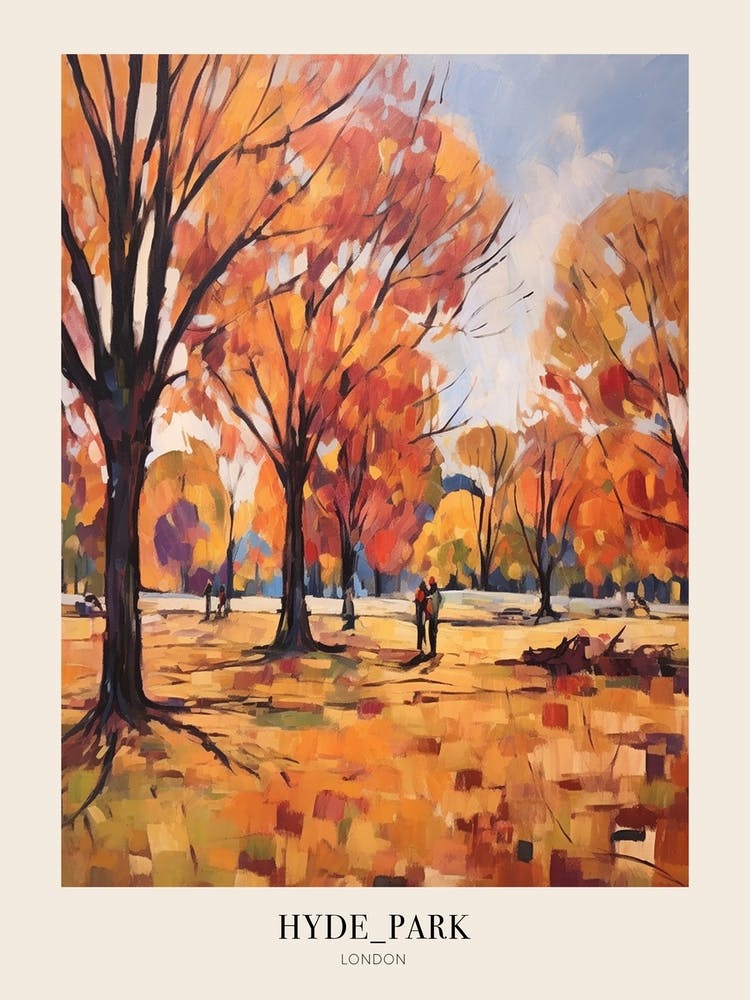 Autumn City Park Painting Hyde Park London 2 Poster
