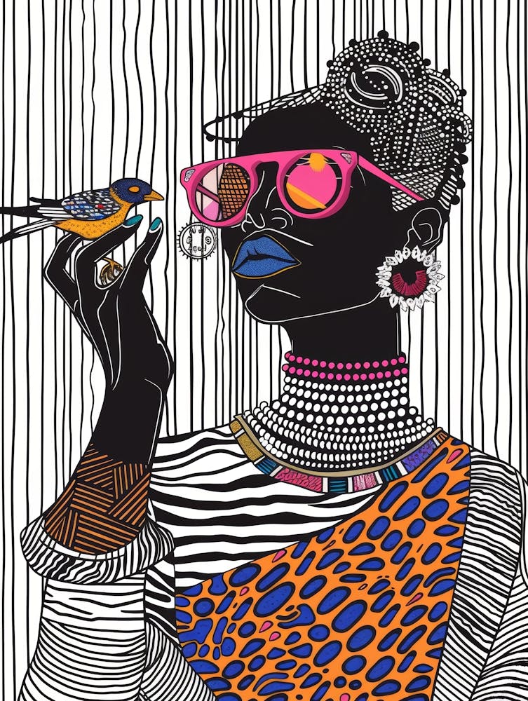 African Woman With Bird 5