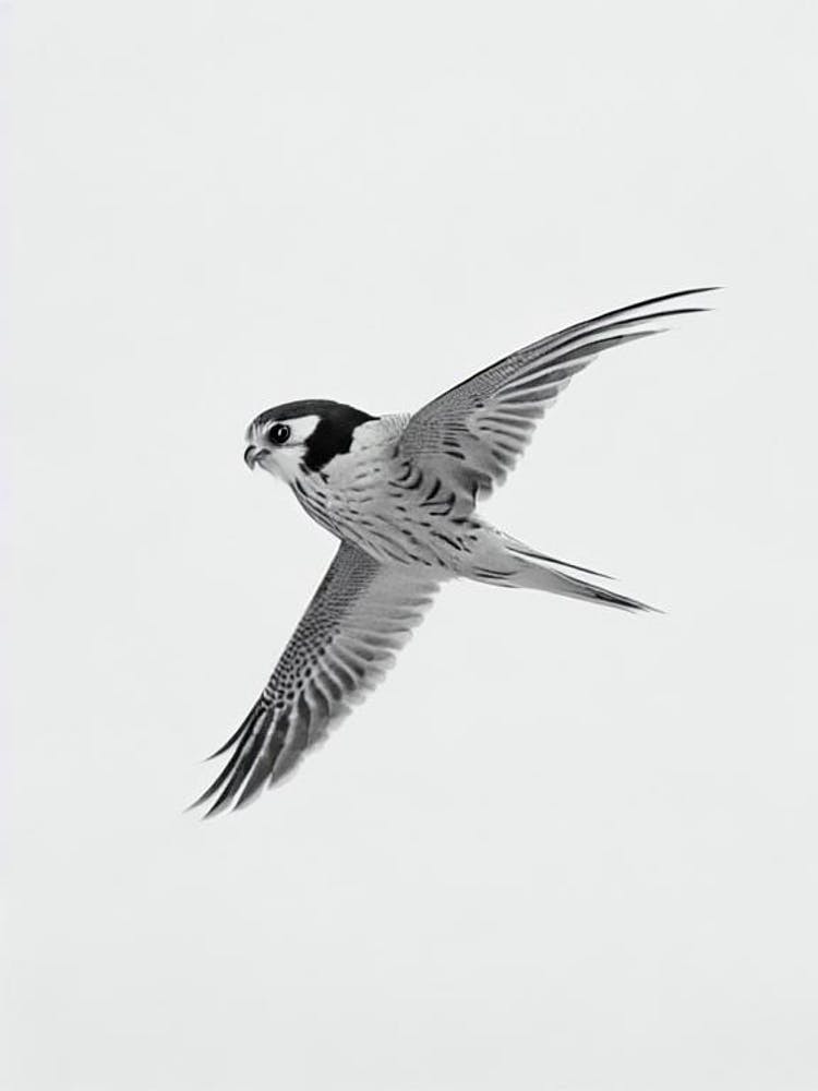 American Kestrel B&W Pencil Drawing 2 Bird