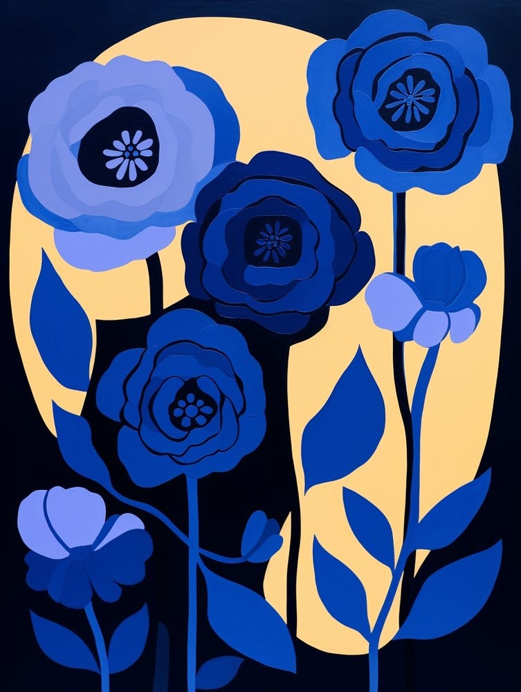 Blue Flower Illustration Ranunculus 4