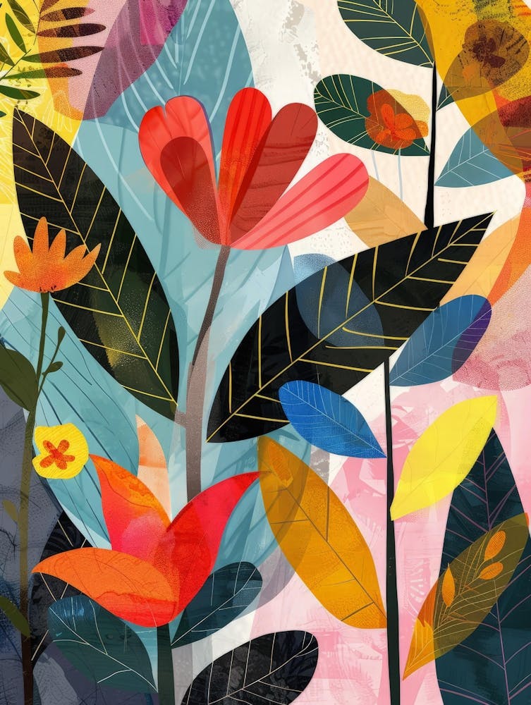 Colorful Flowers And Leaves