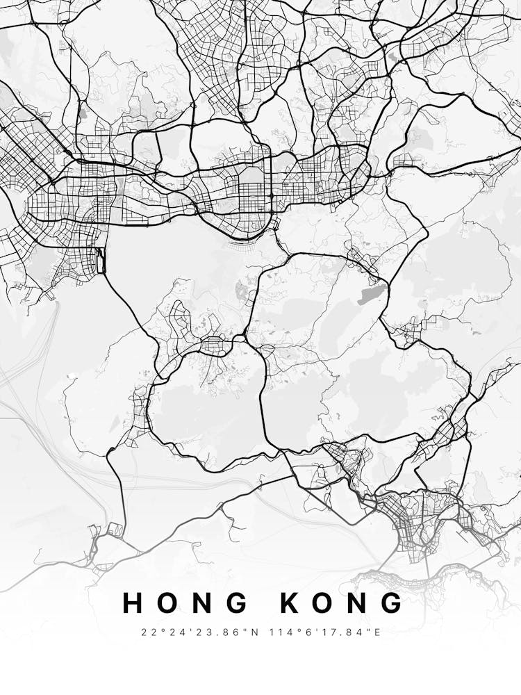 Hong Kong White Map