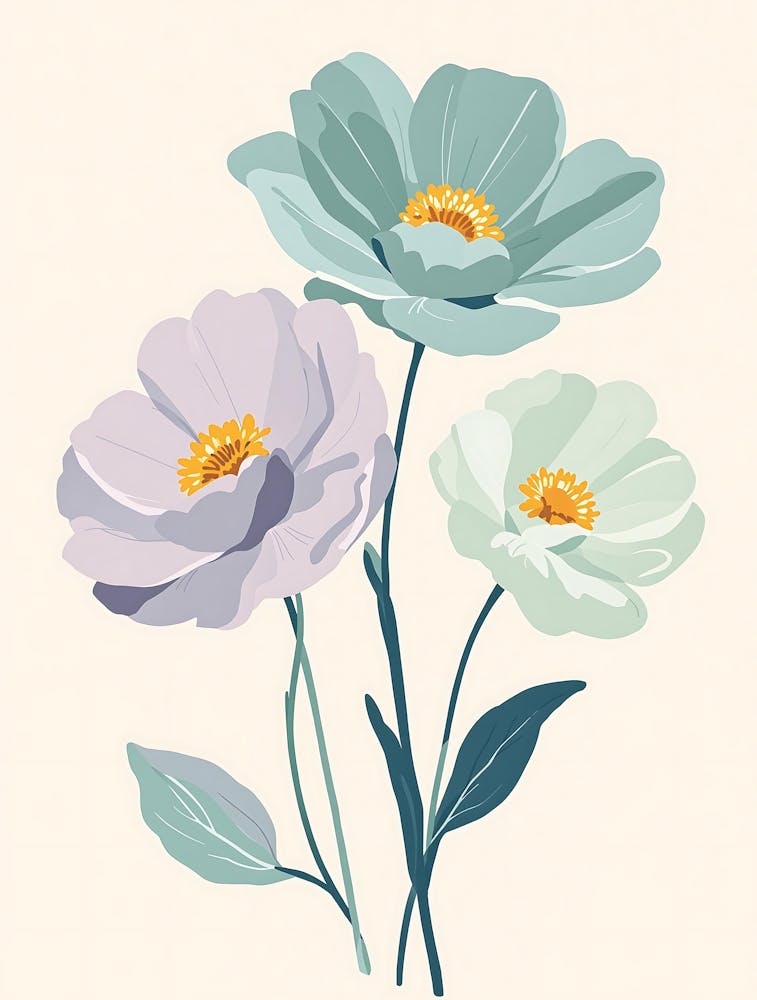Minimalist Wildflower Serenity in Soft Shades