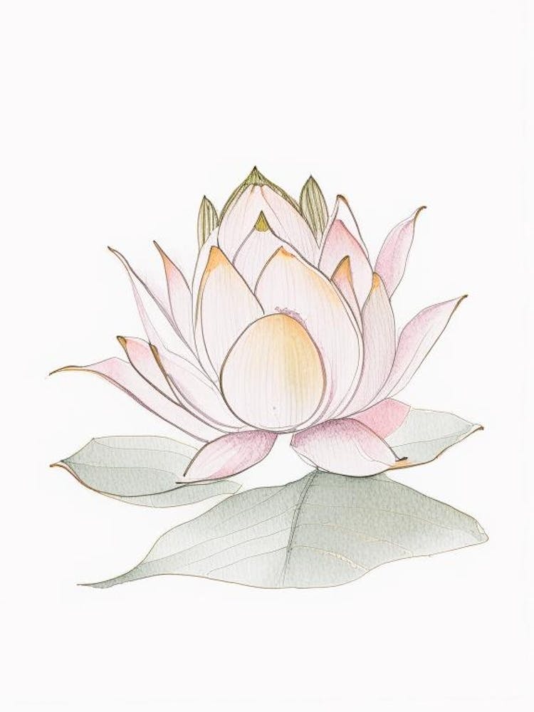 Lotus Flower, Buddhist Symbol Pencil Illustration 1