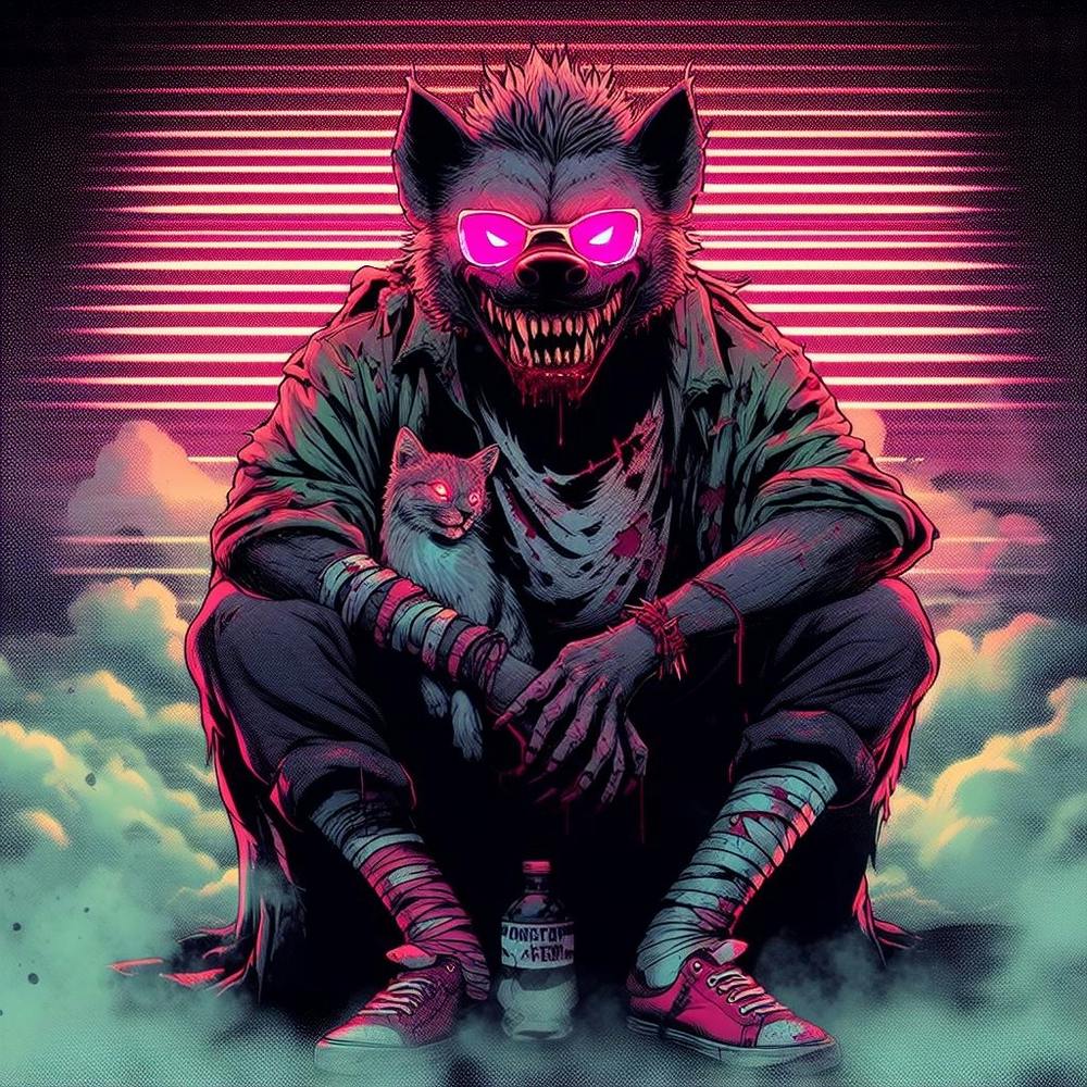 A badass hyena neon
