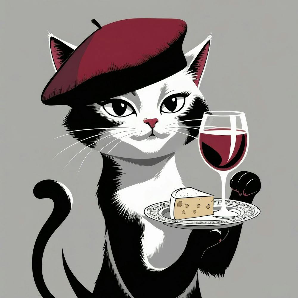 Cat With A Glass Of Wine 1