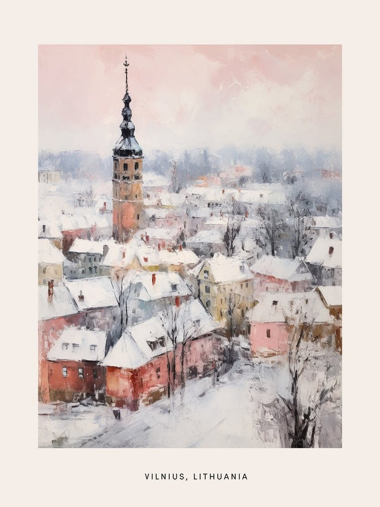 Dreamy Winter Painting Poster Vilnius Lithuania 1