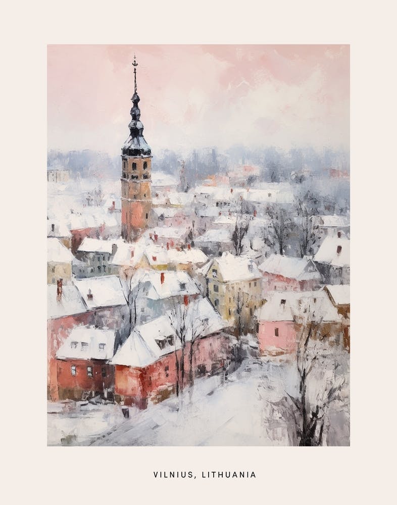 Dreamy Winter Painting Poster Vilnius Lithuania 1