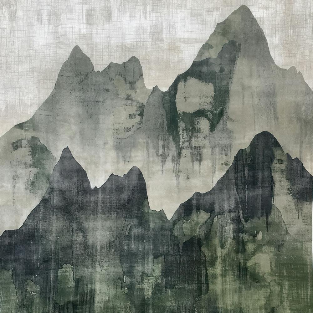 Japanese Watercolour Of Mount Aino 1