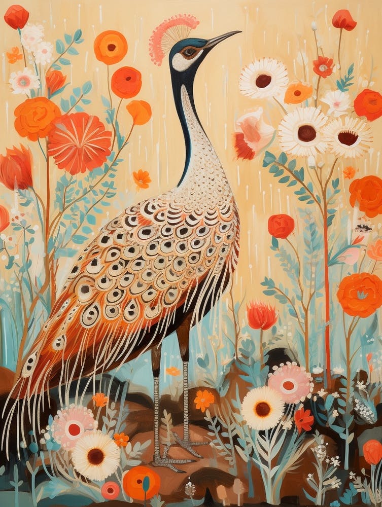 Emu 4 Detailed Bird Painting