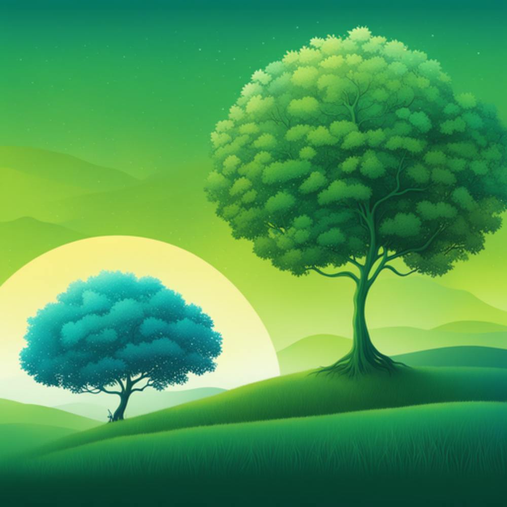 Two Trees On A Green Hill