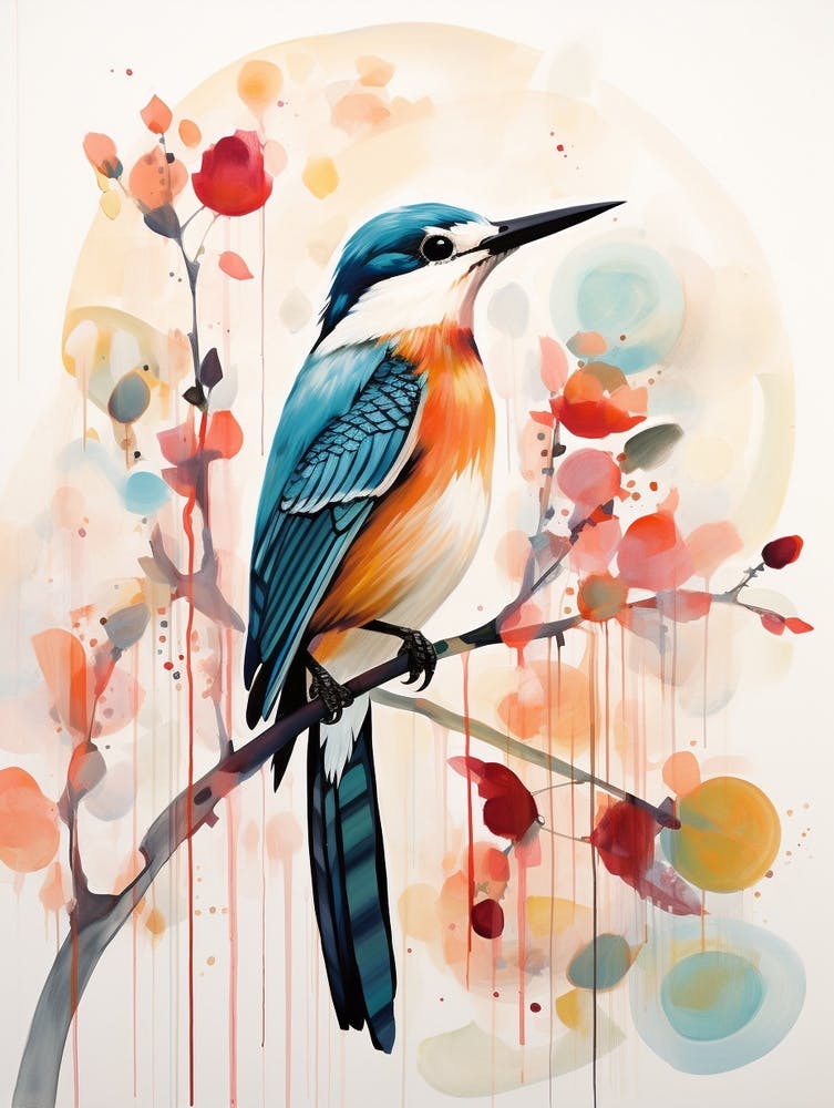 Bird Painting Collage Kingfisher 4