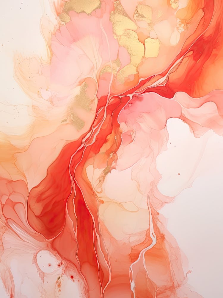 Red, Orange, Gold Flow Asbtract Painting 3