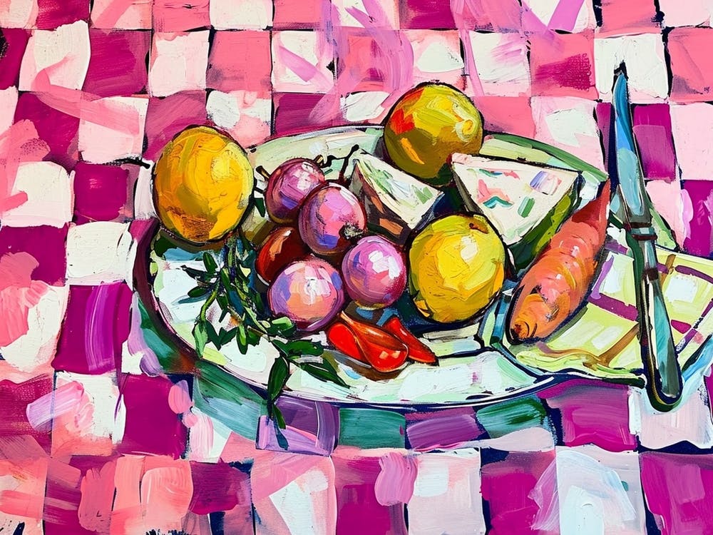 Mediterranean Platter Pink Checkerboard 3