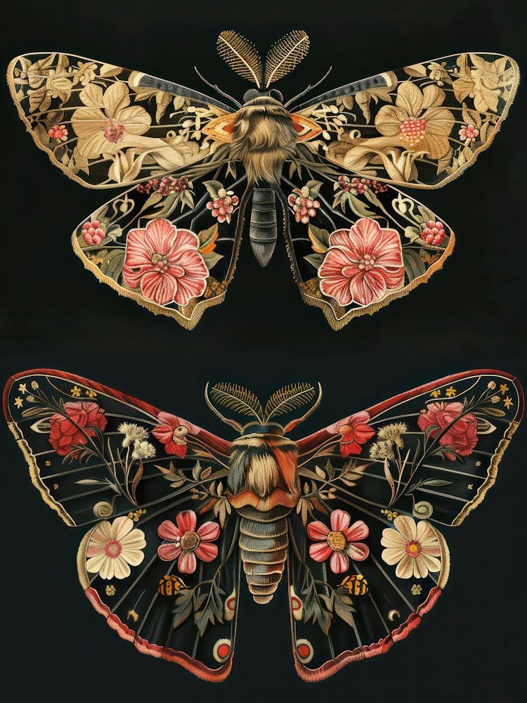 Butterfly Night Symphony William Morris Style 4