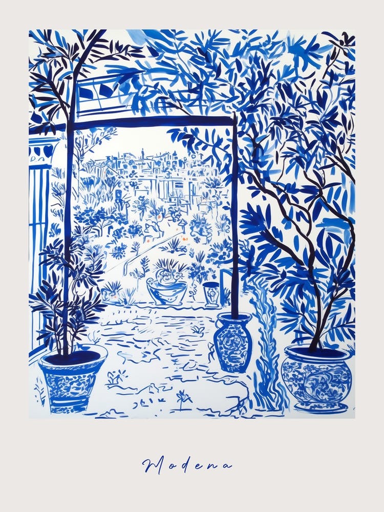 Modena Italy Blue Drawing Poster