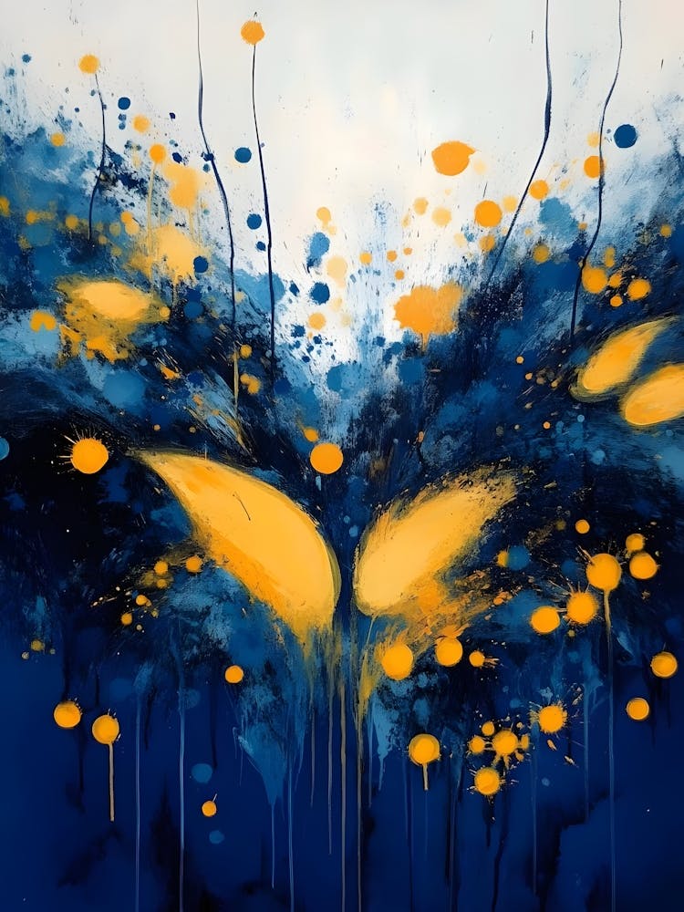 Blue And Yellow Abstract Painting 4