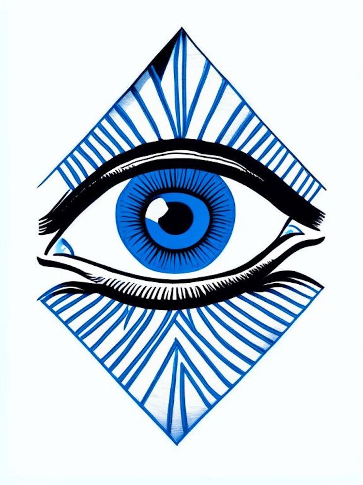 Third Eye Symbolism, Symbol, Third Eye Blue & White 1