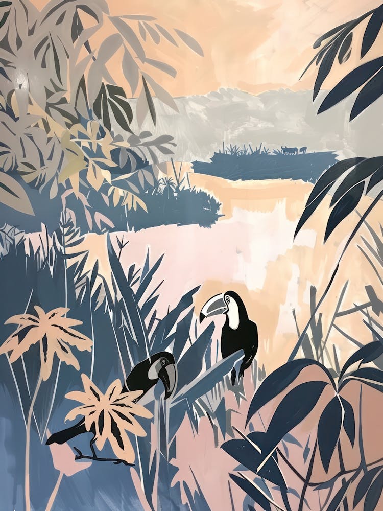 Toucans Pastels Jungle Illustration 4